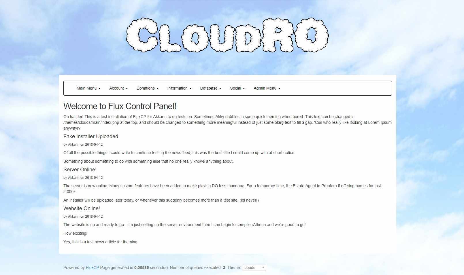 FluxCP Theme: Lightweight Clouds